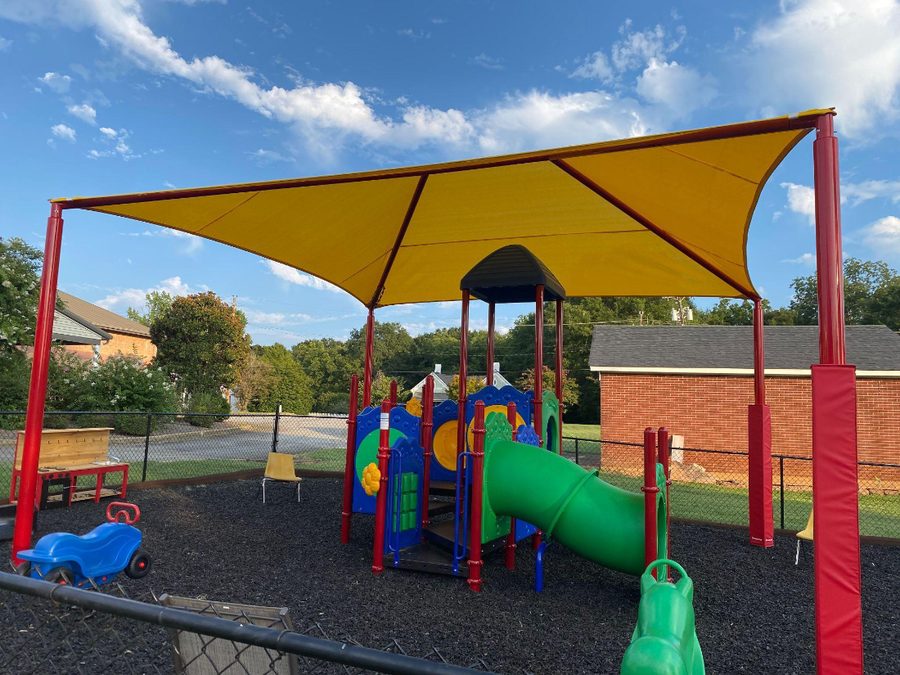 Williamston Baptist Church playground with shade canopy