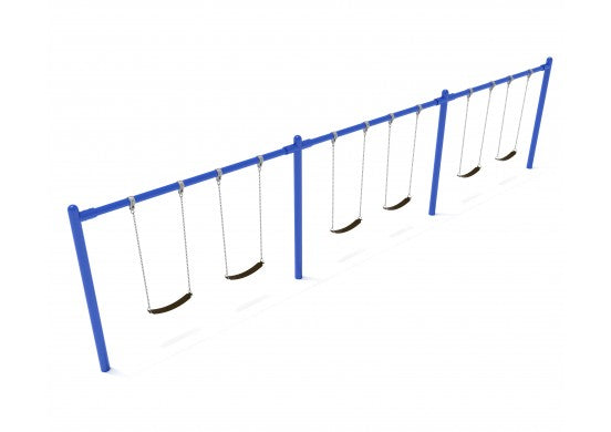 6 Position Single Post Commercial Steel Swing Beam- Installed