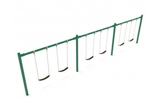 6 Position Single Post Commercial Steel Swing Beam- Installed