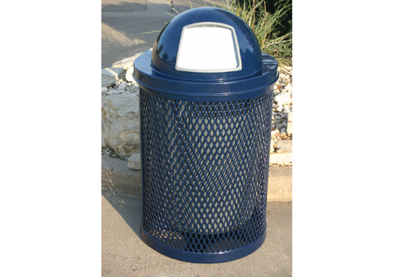 Punched metal trash can with Dome lid -  Installed